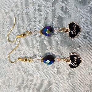 Chic Black and Gold Love Heart Earrings!